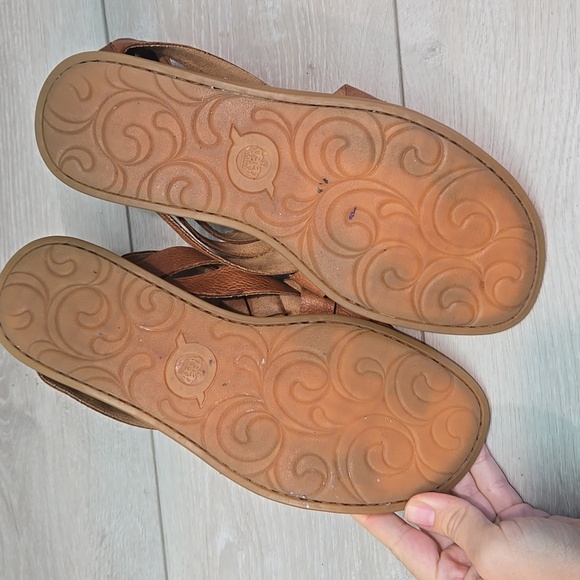 Born Women Brown Leather Woven Sandals Zip Back Sandals Shoes Sz 8M - Picture 11 of 13